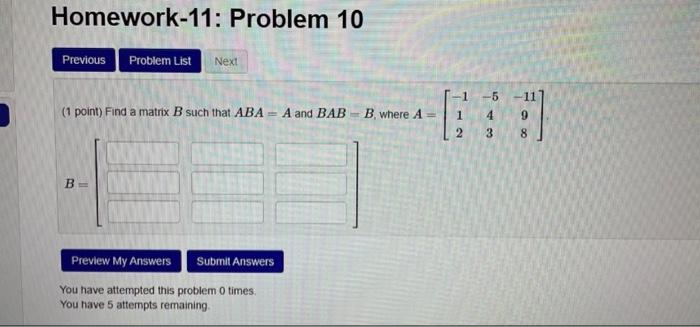 Solved Homework-11: Problem 10 Previous Problem List Next -5 | Chegg.com