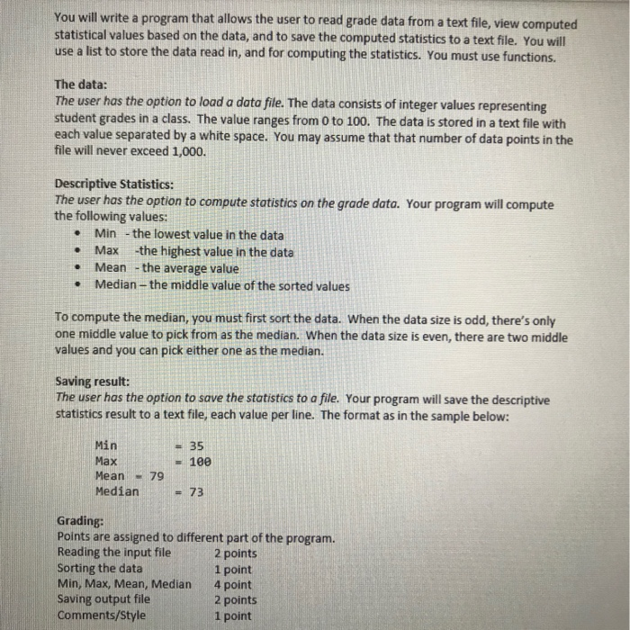 Solved You will write a program that allows the user to read | Chegg.com