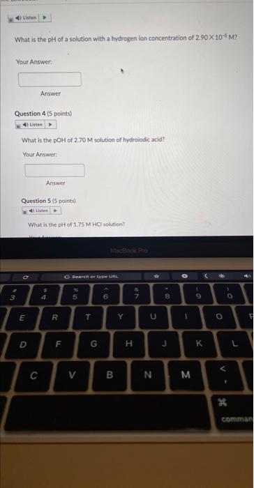 What is the \( \mathrm{pH} \) of a solution with a hydrogen ion concentration of \( 2.90 \times 10^{-6} \mathrm{M} \) ?
Your 