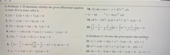 Solved In Problems 1--20 determine whether the given | Chegg.com