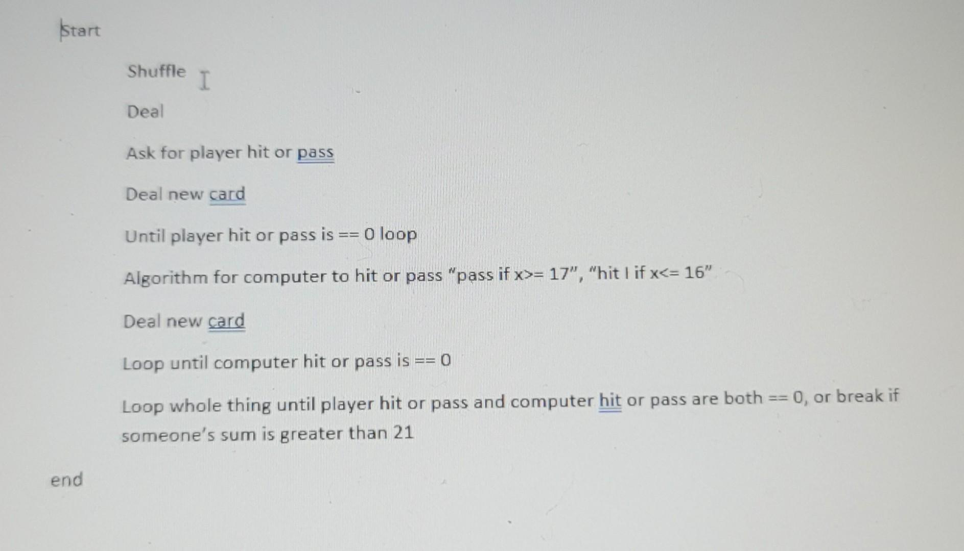 Solved Write a matlab code for blackjack. 1 player and 1 | Chegg.com