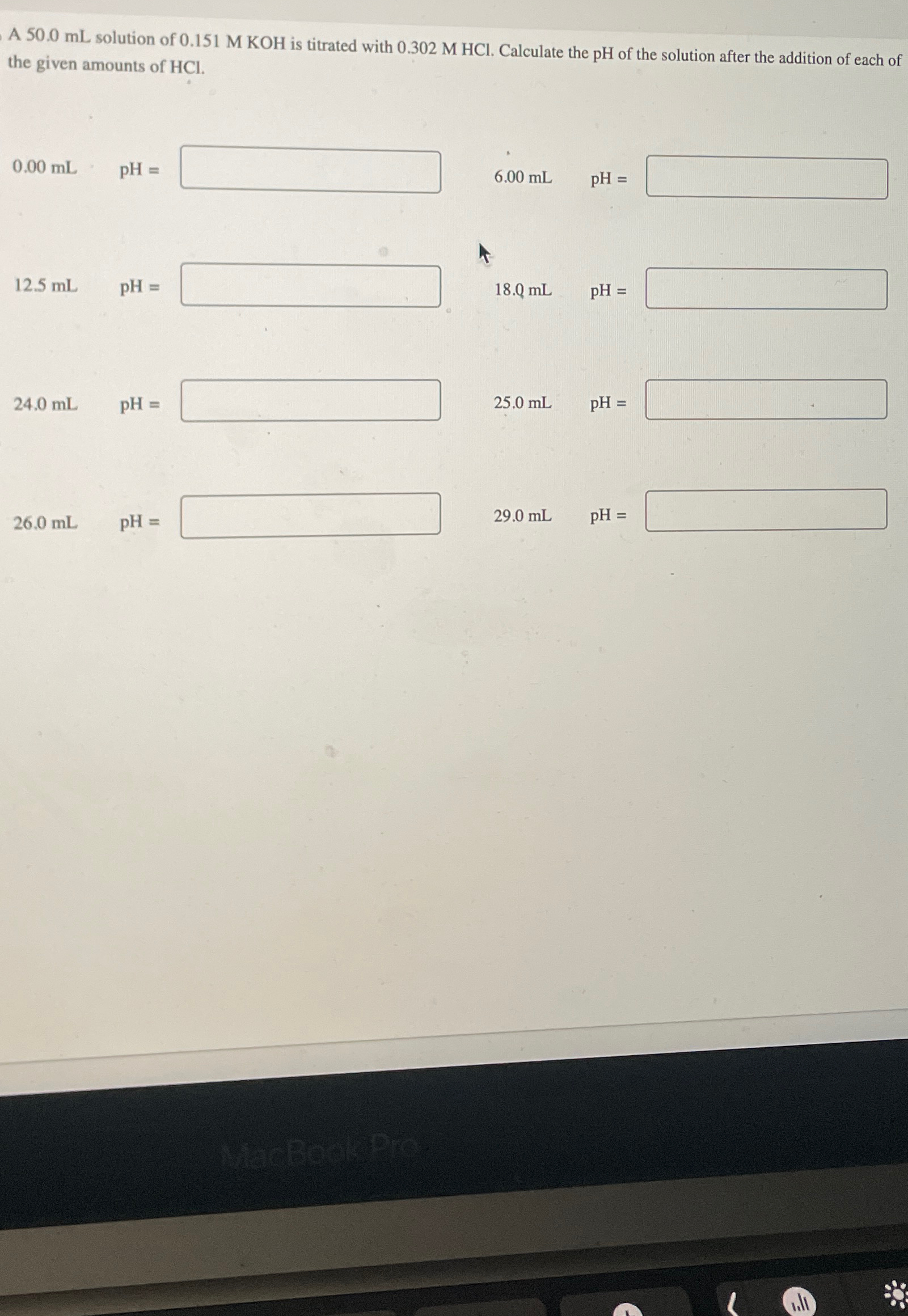 Solved A 50.0mL ﻿solution of 0.151MKOH is titrated with | Chegg.com
