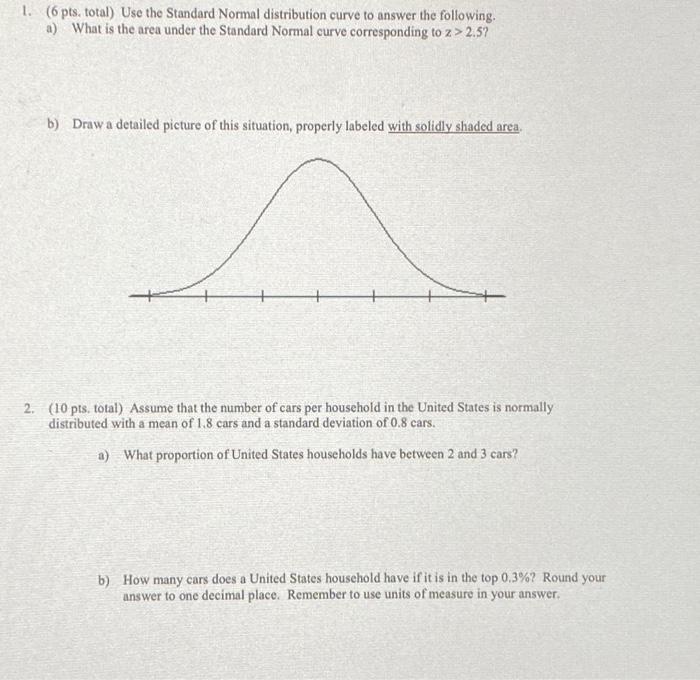Solved 1. (6 pts, total) Use the Standard Normal | Chegg.com