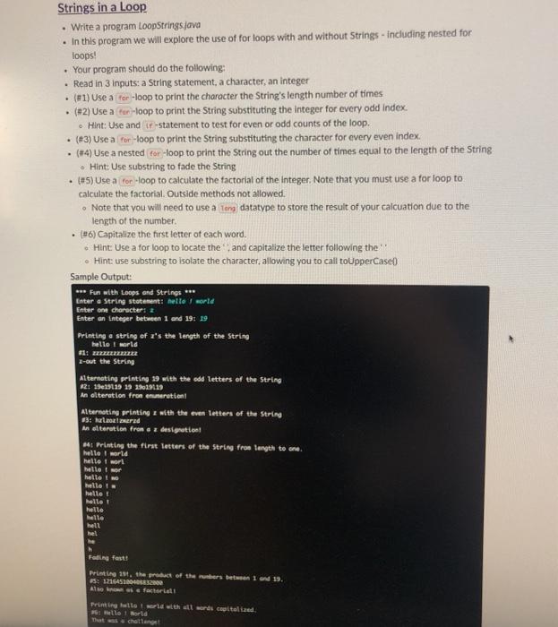 Solved - Strings in a Loop • Write a program LoopStringsjava | Chegg.com