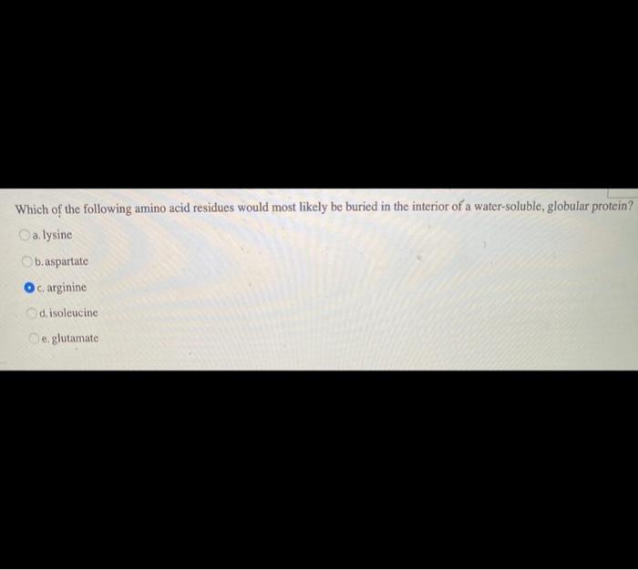 Solved Which of the following amino acid residues would most | Chegg.com