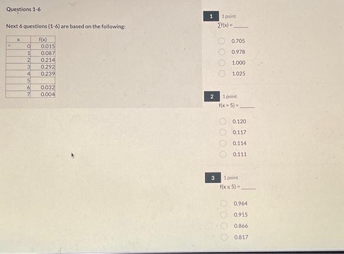 Solved Next 6 questions (1-6) are based on the following: 1 | Chegg.com