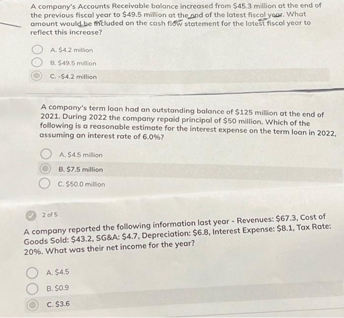 Solved A company's Accounts Receivable balance increased | Chegg.com