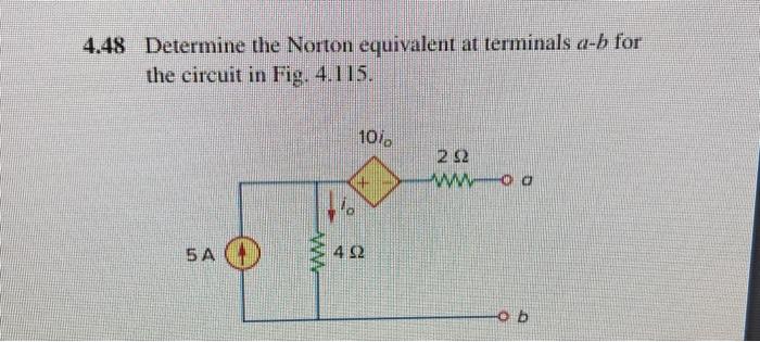 Solved 1.48 Determine The Norton Equivalent At Terminals A−b | Chegg.com