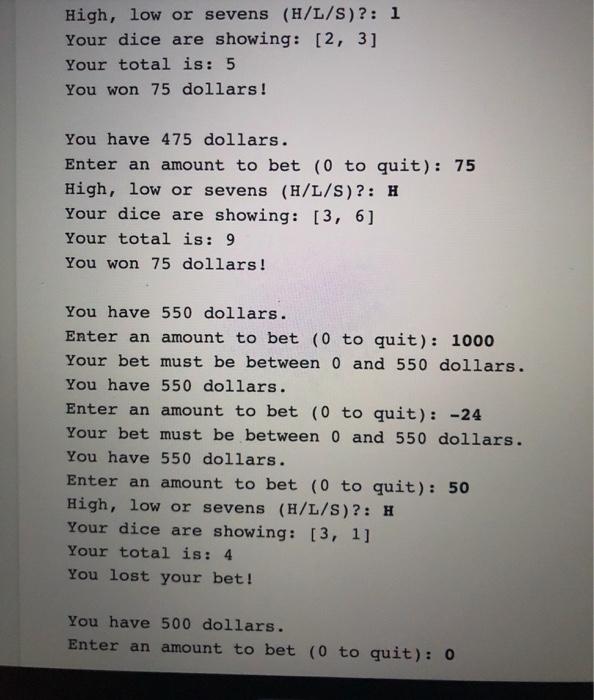 Solved 11.18 High, Low, Sevens For this lab you will write a