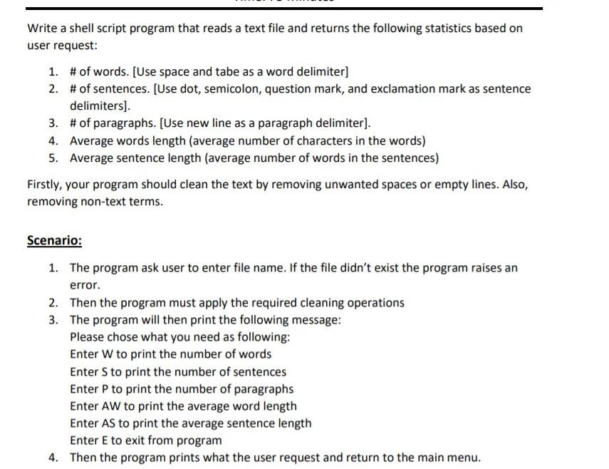 Solved Write a shell script program that reads a text file | Chegg.com