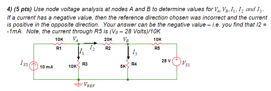 Solved (5 ﻿pts) ﻿Use node voltage analysis at nodes A and B | Chegg.com