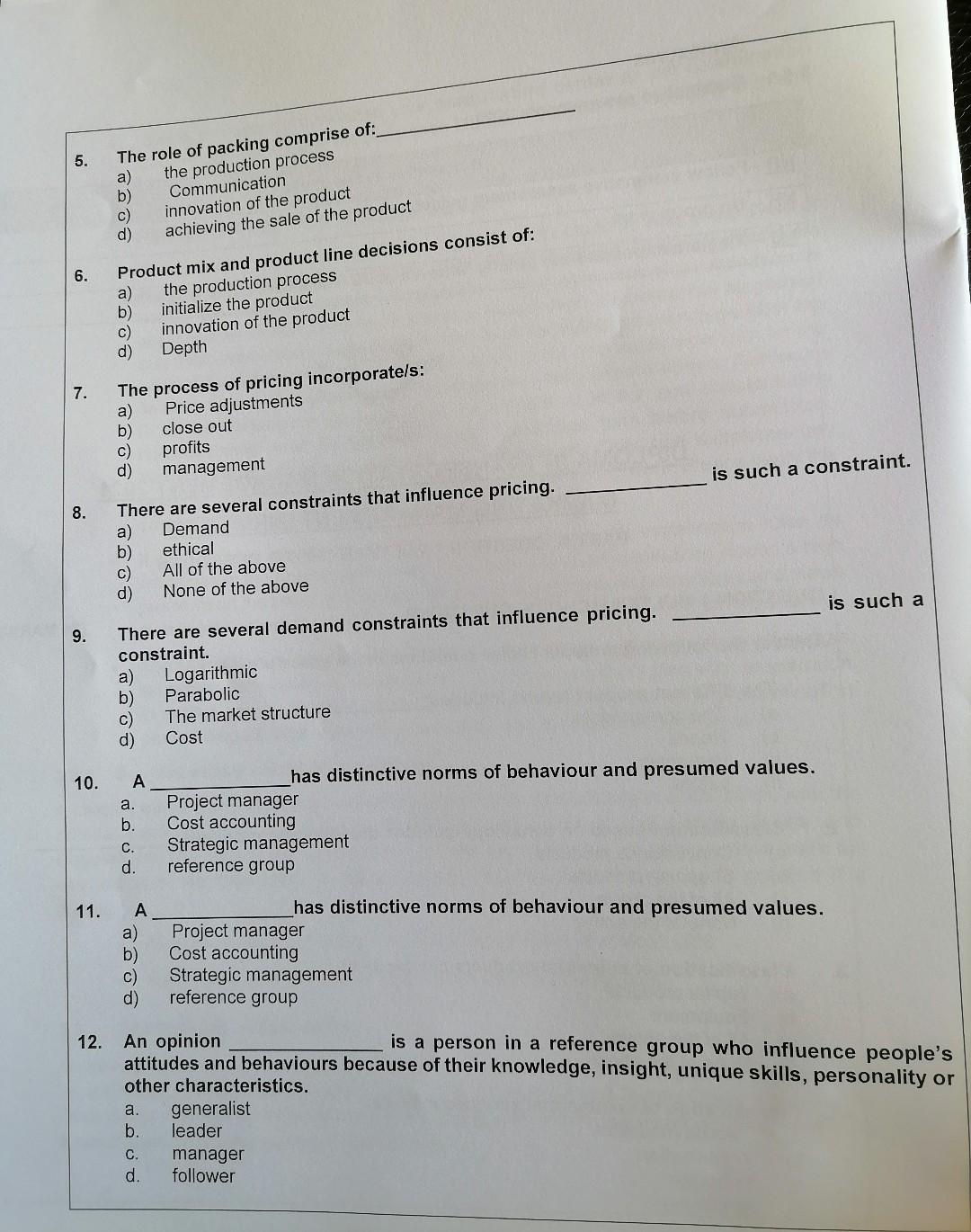 Solved QUESTION 1 MULTIPLE CHOICE QUESTIONS Answer the | Chegg.com