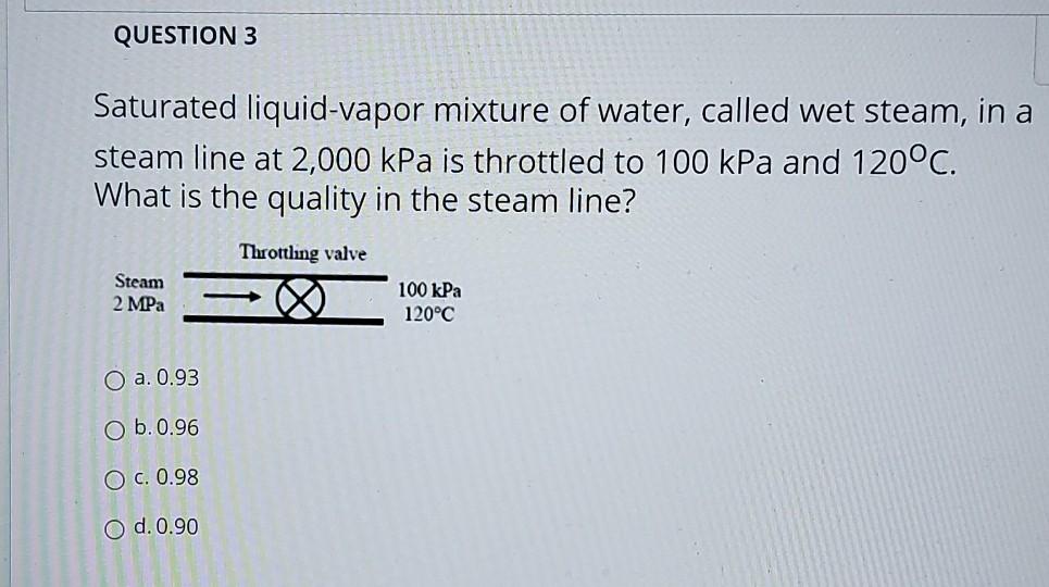 Solved QUESTION 3 Saturated liquidvapor mixture of water,