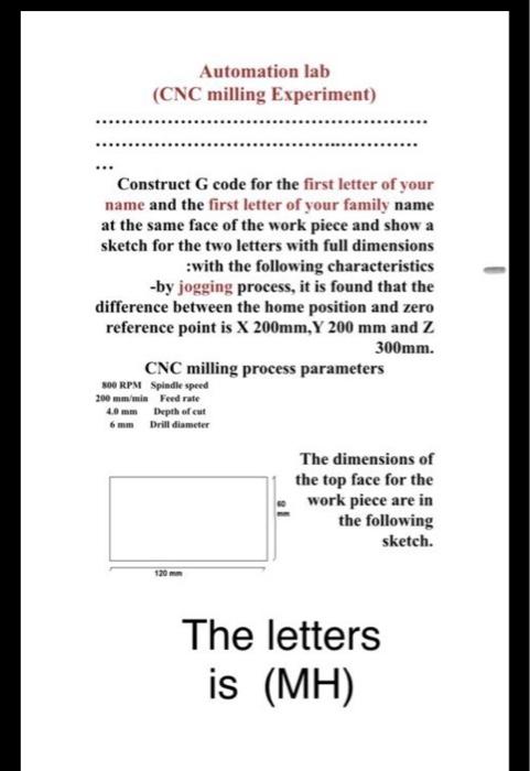 Solved Automation lab (CNC milling Experiment) Construct G | Chegg.com