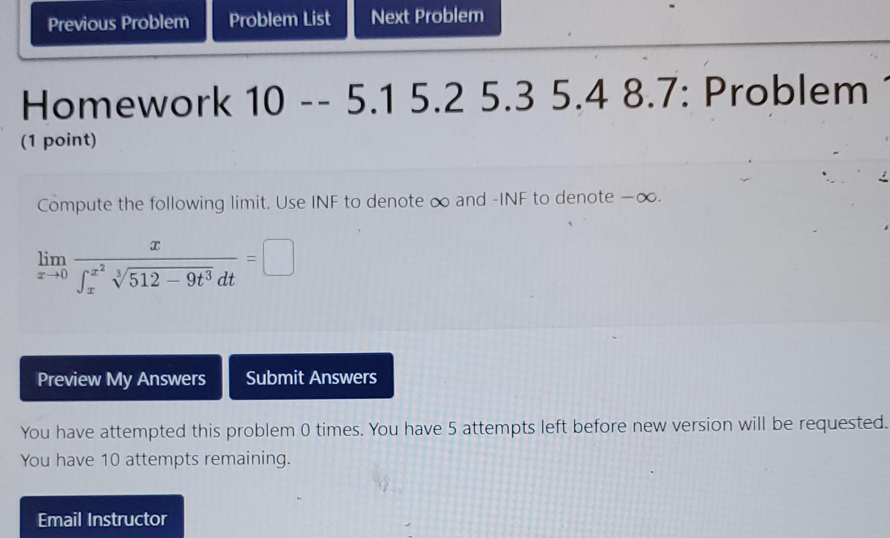 Solved Homework 10 -- 5.15 .25 .3 5.4 8.7: Problem (1 Point) | Chegg.com