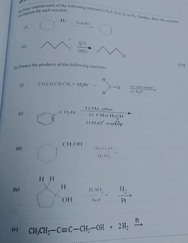 Solved (ii) (b) Predict the products of the following | Chegg.com