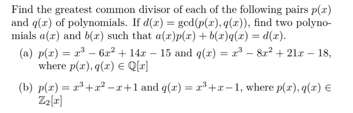 Solved Find the greatest common divisor of each of the | Chegg.com