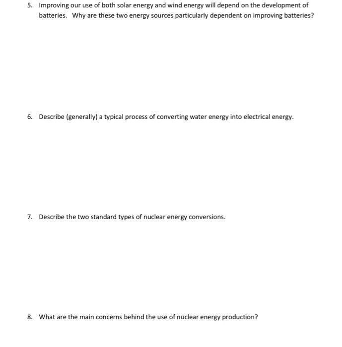 Solved 5. Improving Our Use Of Both Solar Energy And Wind | Chegg.com