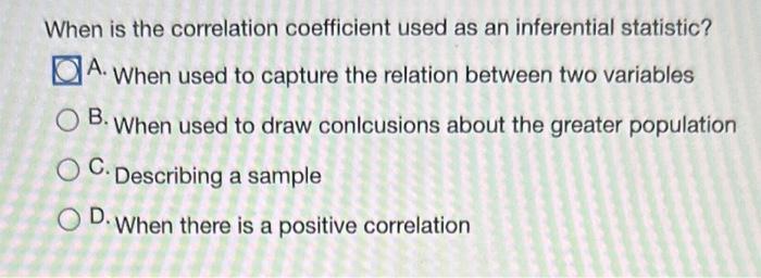 Solved When is the correlation coefficient used as an | Chegg.com