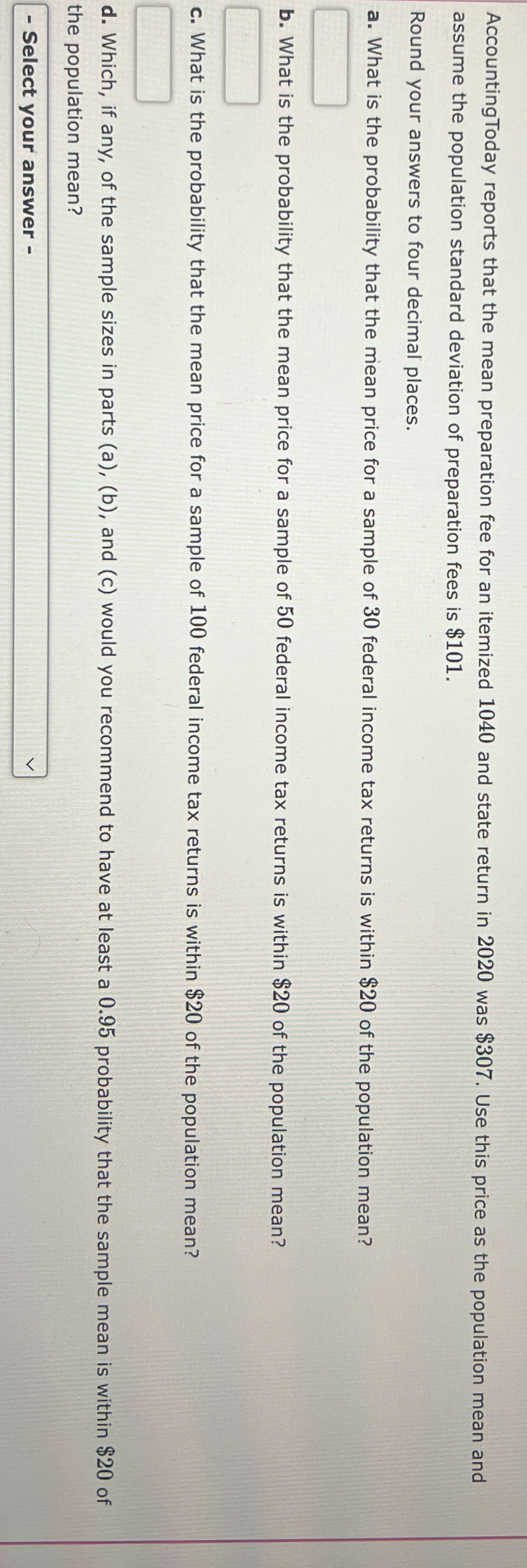 Solved AccountingToday reports that the mean preparation fee