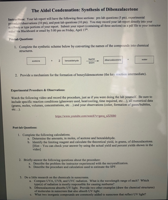 Dibenzalacetone Lab Report