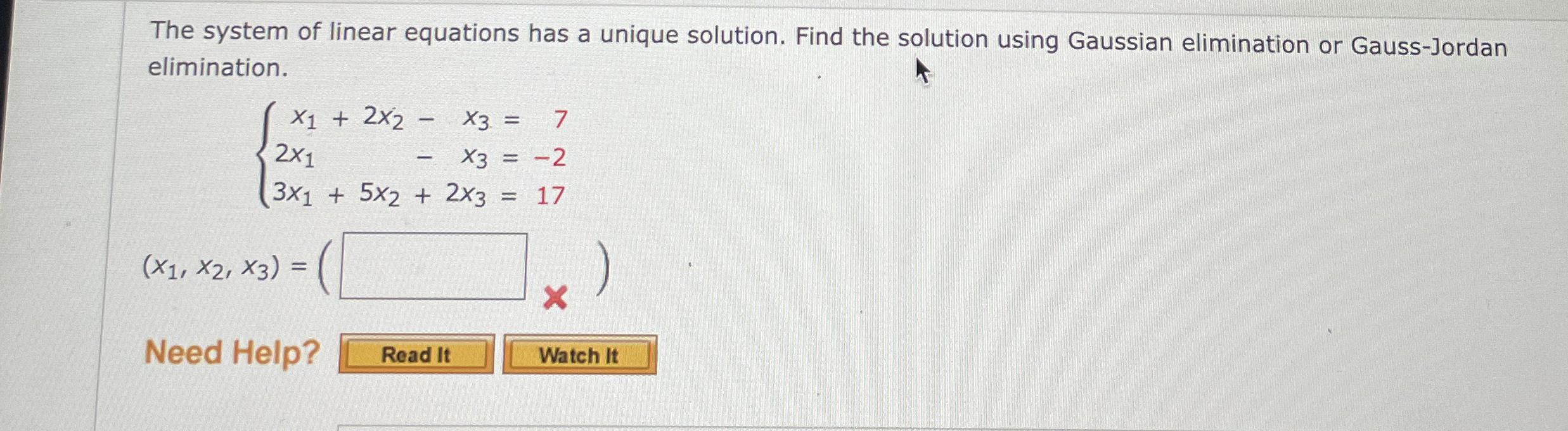 Solved The System Of Linear Equations Has A Unique Solution Chegg Com