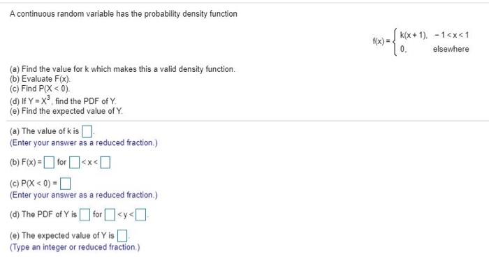 Solved A continuous random variable has the probability | Chegg.com