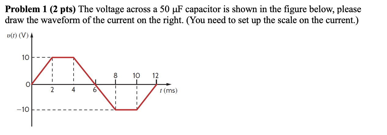 Solved Problem 1 (2 pts) ﻿The voltage across a 50μF | Chegg.com