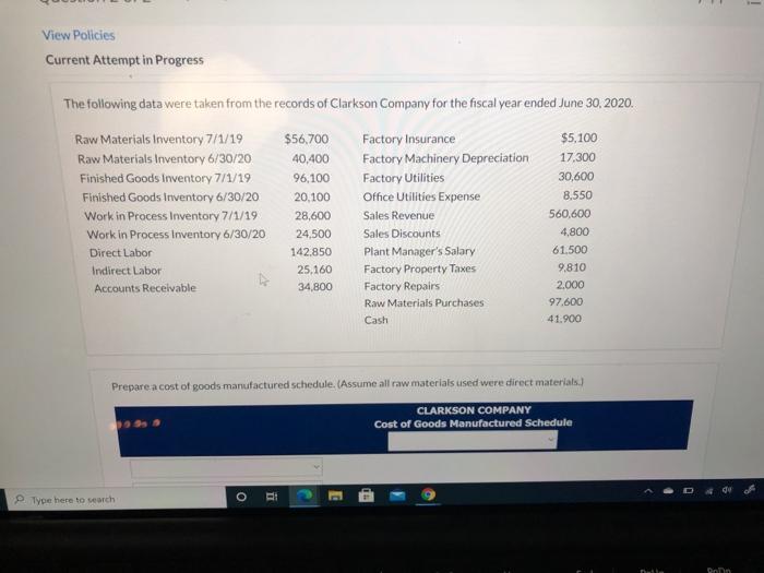 Solved ! View Policies Current Attempt in Progress The | Chegg.com