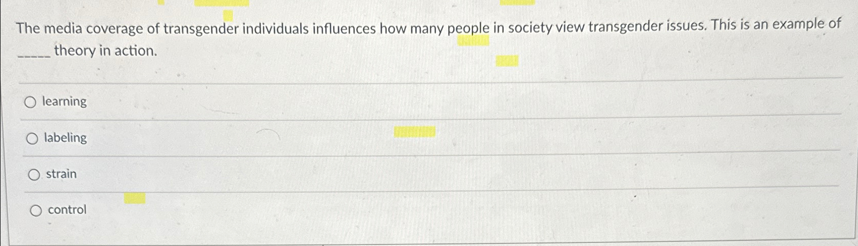 Solved The media coverage of transgender individuals