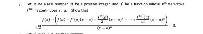 Solved Let a be a real number, n be a positive integer, and | Chegg.com