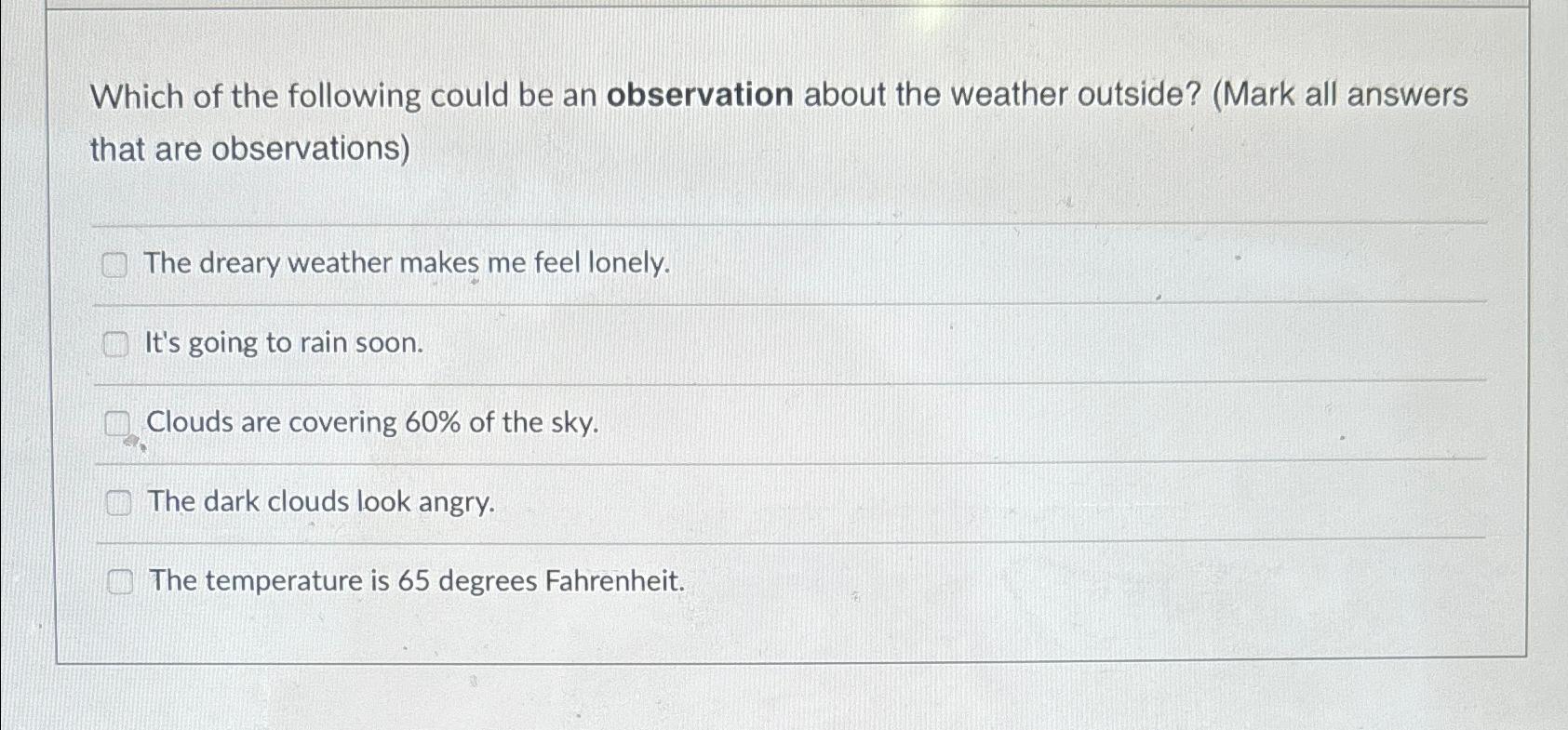 Solved Which of the following could be an observation about | Chegg.com