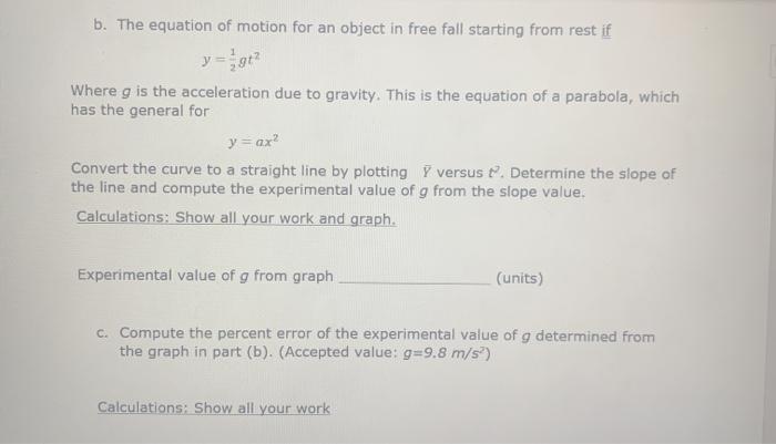 Solved Experiment 3: This is free fall experiment. Drop any | Chegg.com