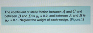 The coefficient of static friction between A and C | Chegg.com