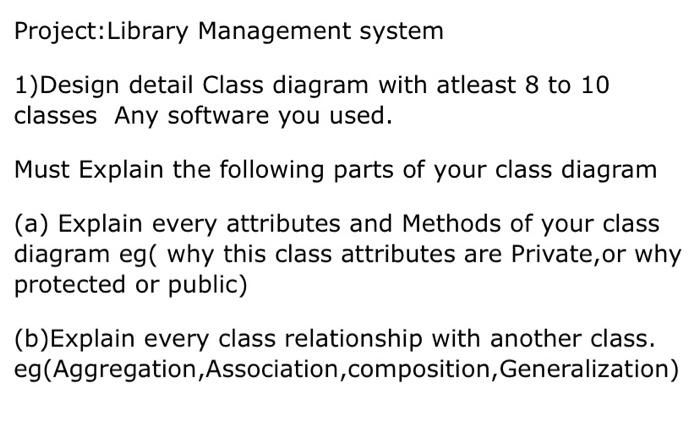 Solved Project:Library Management system 1)Design detail | Chegg.com