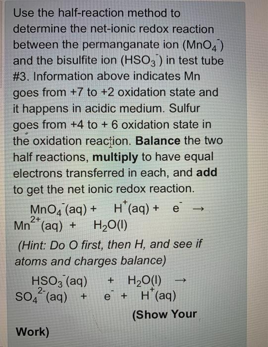 Solved Use the half-reaction method to determine the | Chegg.com