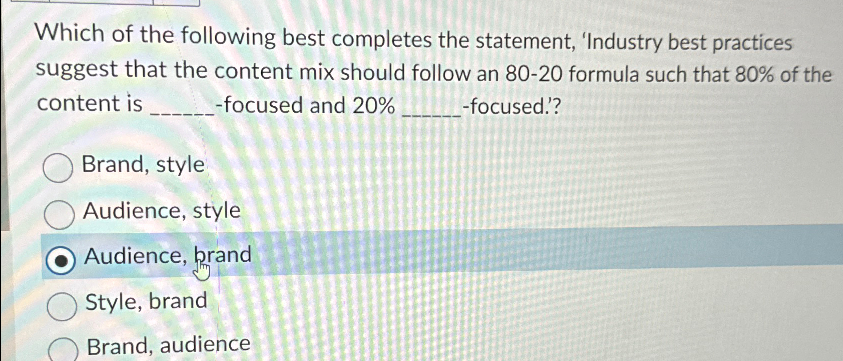 Solved Which of the following best completes the statement,