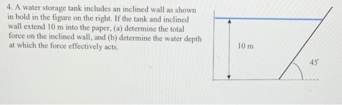 Solved 4. A water storage tank includes an inclined wall as | Chegg.com