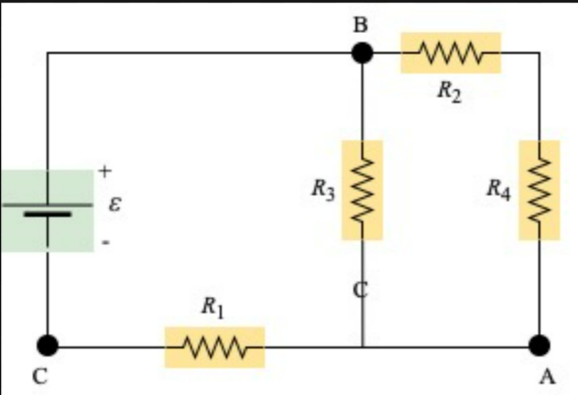 Solved The circuit consisting of four resistors connected to | Chegg.com