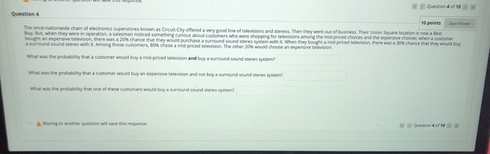 Solved Question 4 of 10 Question 4 10 points Save Awe The | Chegg.com