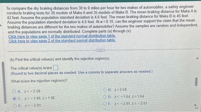 Solved solve critical value rejection region test statistic | Chegg.com