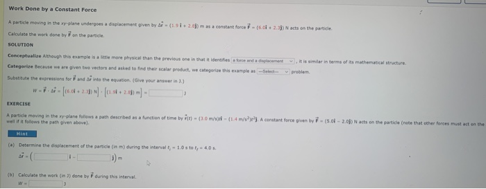 Solved Work Done by a Constant Force A particle moving in | Chegg.com
