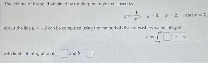 Solved The volume of the solid obtained by rotating the | Chegg.com