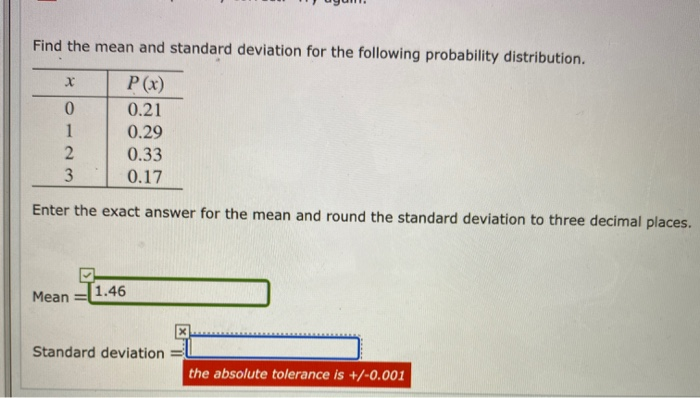 Solved Find The Mean And Standard Deviation For The Follo Chegg Com