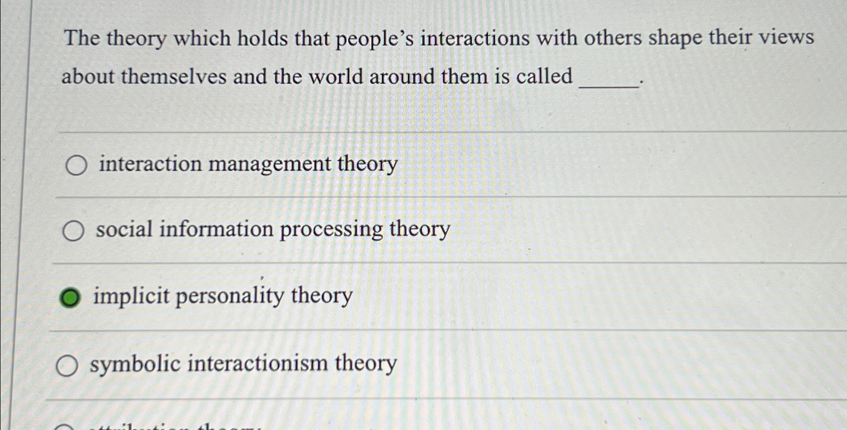 Solved The theory which holds that people's interactions | Chegg.com