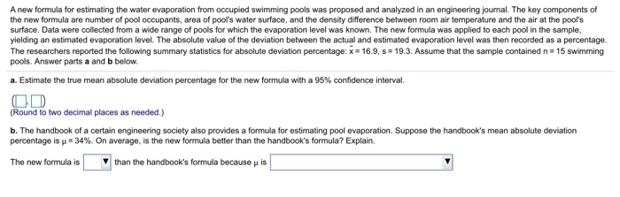 Solved A new formula for estimating the water evaporation | Chegg.com