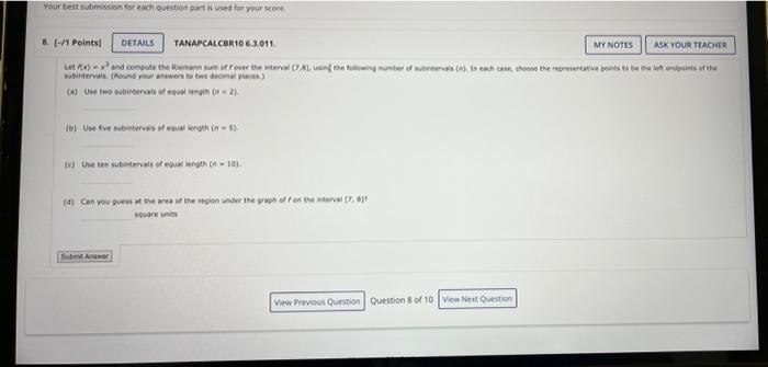 Solved Your best submission for each question part is used | Chegg.com