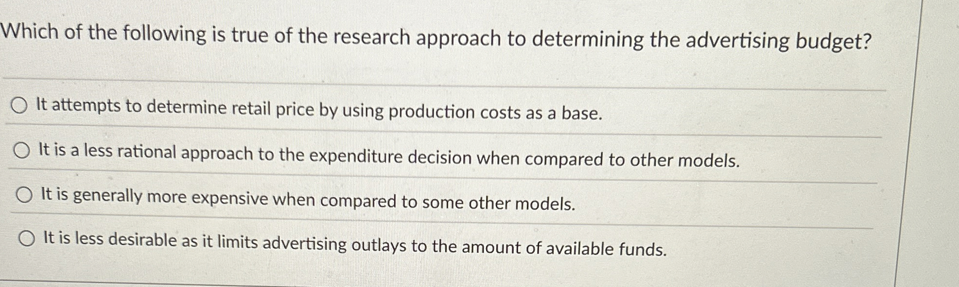 Solved Which of the following is true of the research | Chegg.com