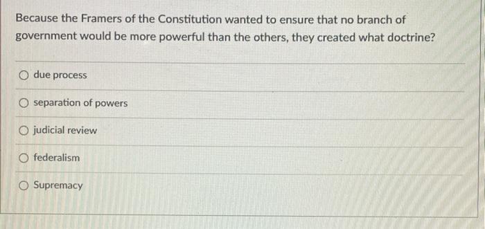 Because the Framers of the Constitution wanted to | Chegg.com