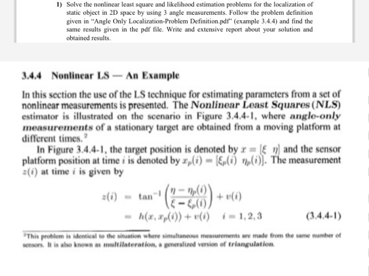 Solved 3.4.4 ﻿Nonlinear LS - ﻿An ExampleIn this section the | Chegg.com